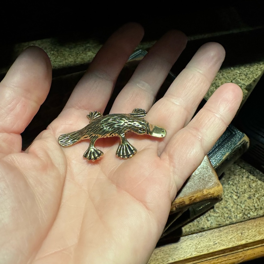 Solid Brass Platypus Vintage-style Sculpture Desk Decor - Picture 5 of 11